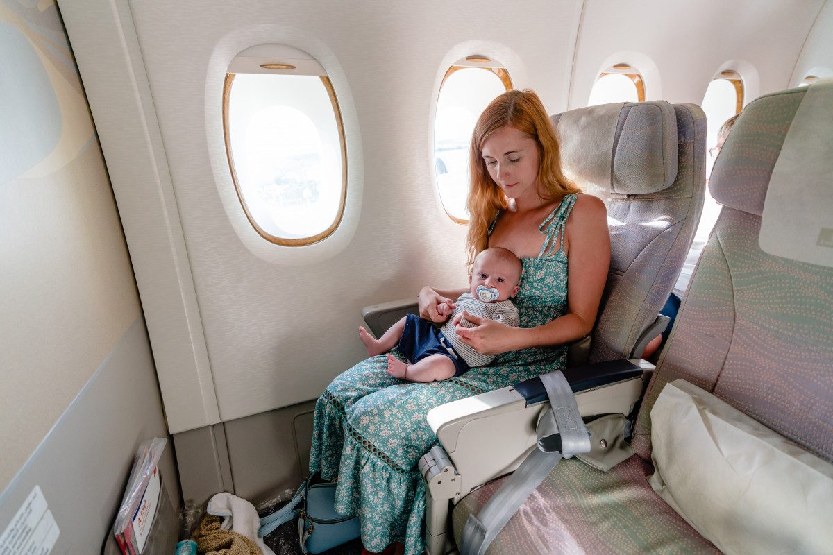 Consider booking a seat with extra legroom or a bassinet attachment